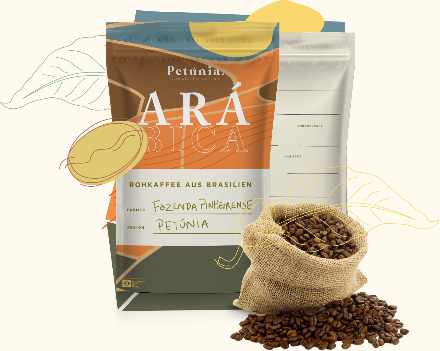 Musterpackung des Rohkaffees von Petunia specialty coffee